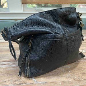 The Sak Black Leather Fringe Hobo Bag